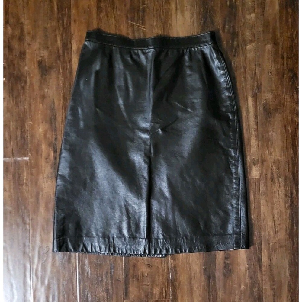 Winlit Leather Skirt Women 11/12 Black Pleated Grudge Midi Pencil Moto Biker Vtg